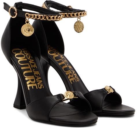 black flair heeled sandals versace jeans couture|Versace Jeans Couture Women's Heeled Sandals .